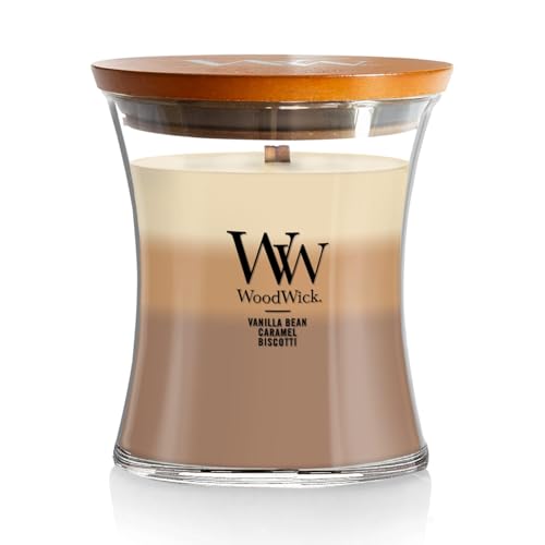 WoodWick Café Sweets Trilogy Holiday Candle Gifts for Women and Men, 9.7 oz Medium Hourglass Trilogy Candle with Crackling...