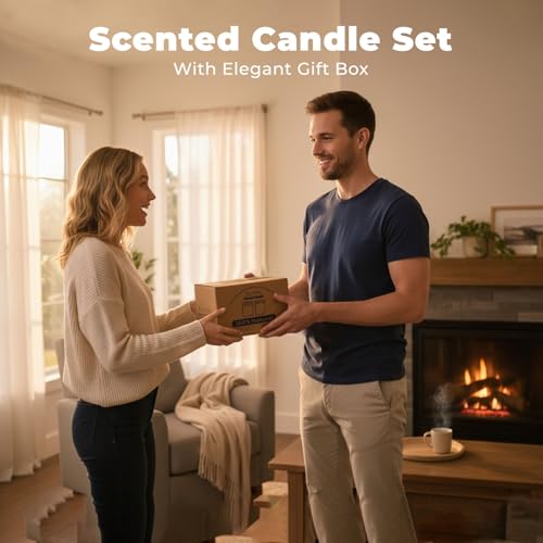 WEMEET 2 Pack Scented Candles Gift Set, Lavender Candles for Home Scented with Crystals 7oz, Eucalyptus Lavenderjar Candle...