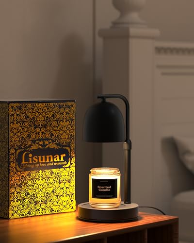 LISUNAR Candle Warmer Lamp with Timer Dimmable, Adjustable Height Black Candle Warmer for Jar Candles, Birthday Gifts for ...