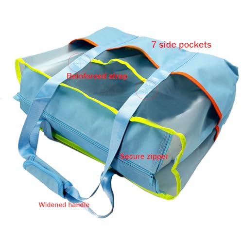 iYuening Tote Bag with Zipper Water Resistant，Work Tote Bag, Extra Large Mesh Beach Bag,Travel Bag for Women Man