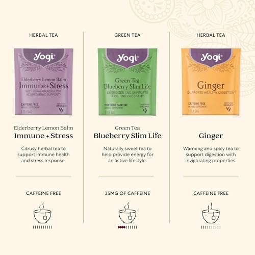 Yogi Organic Tea Sampler Gift Box (45 Tea Bags) Assorted Delicious Wellness Blends - 9 Favorite Herbal, Green & Black Vari...