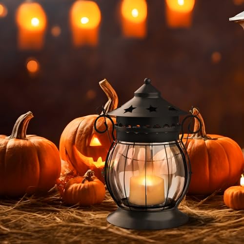Citronella Candles Outdoor, 2 x 6oz Scented Candles with Vintage Metal Lantern Holder, Natural Citronella Soy Wax Candles,...