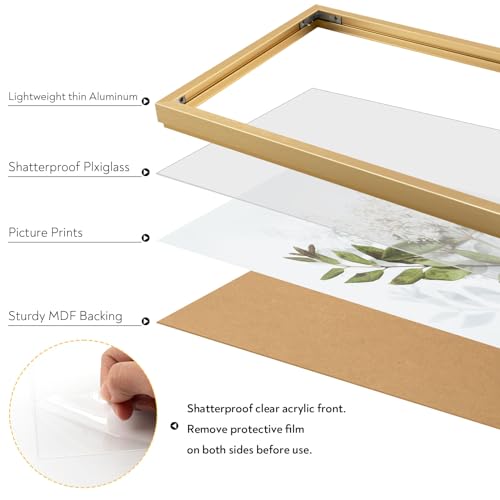 Golden State Art, 12x18 Aluminum Picture Frame, Gold Metal Thin Poster Frames for 12 x 18 inch Photo, Acrylic Front, Wall ...