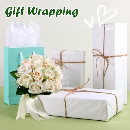 200 Sheets White Tissue Paper, 14" X 20" Tissue Papers Bulk for Christmas Wedding Birthday Showers Valentine's Day Flower ...