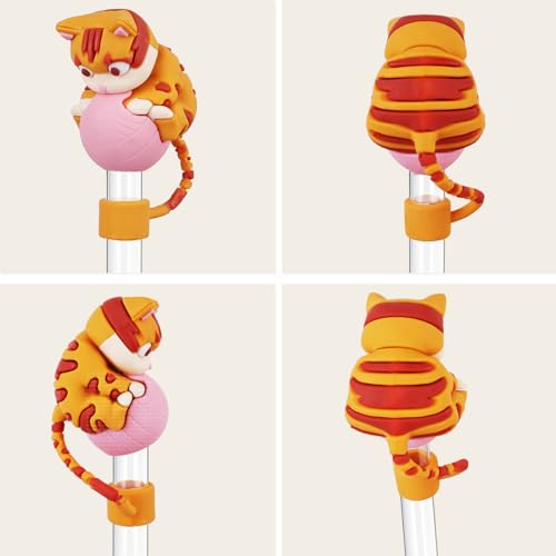 2 PC Cute Cat Straw Toppers, Straw Covers Cap For Stanley Cup 30 40 Oz, Funny Tumbler Stanley Cup Accessories Set
