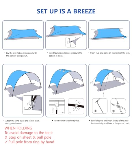 Flycoop 2026 Upgraded Beach Umbrella Canopy with UPF 50+ UV Protection – Portable Beach Tent for Sun, 360° Ventilation, 4 ...