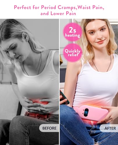 Electric Heating Pad, Portable Cordless Menstrual Heating Pad with 6 Heat Levels and 6 Massage Modes, Fast Large Heating B...