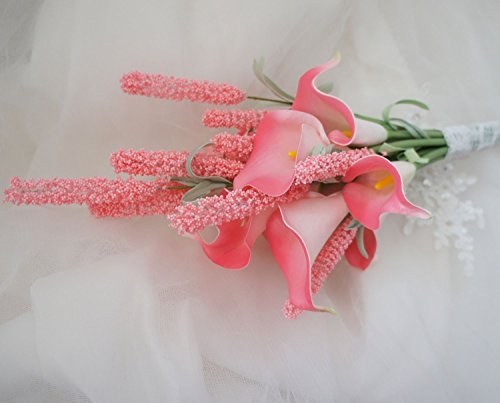 Lily Garden Mini 15" Artificial Calla Lily 10 Stem Flower Bouquets (Pink Lavender)