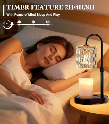 GOIUEDBZ Candle Warmer Lamp Electric: Dimmable Timer Candles Warming Lamps - Height Adjustable Burner Jar - No Flame Scent...