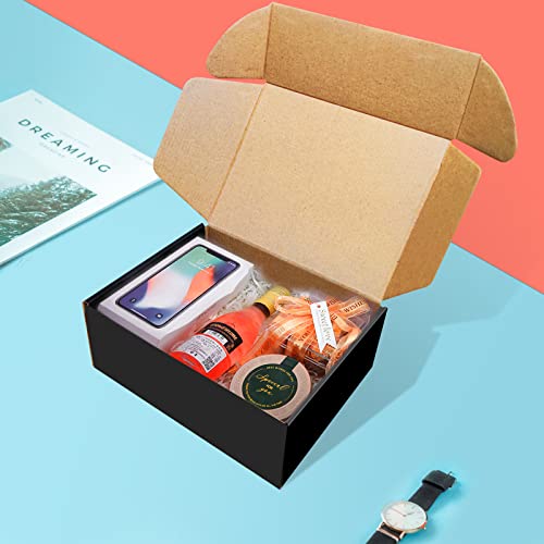 BoShahai 30 Pack 9x6x4 inches Black Shipping Boxes, Corrugated Mailer Boxes, Packaging Boxes for Products, Recyclable Card...