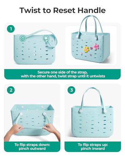 BAGSMART Beach Bag for Women, Water-resistant Rubber Tote Bag, Sandproof Vacation Essentials for Summer Swim Cruise Pool