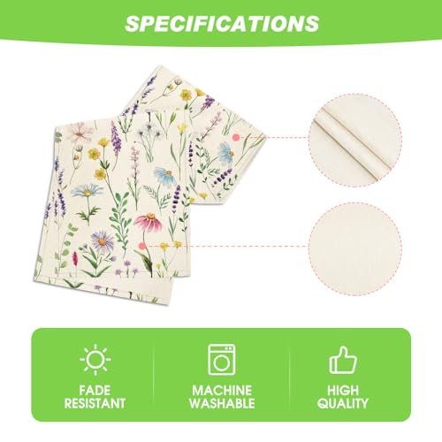 Artoid Mode Wildflowers Floral Eucalyptus Spring Table Runner, Seasonal Summer Kitchen Dining Table Decoration for Home Pa...