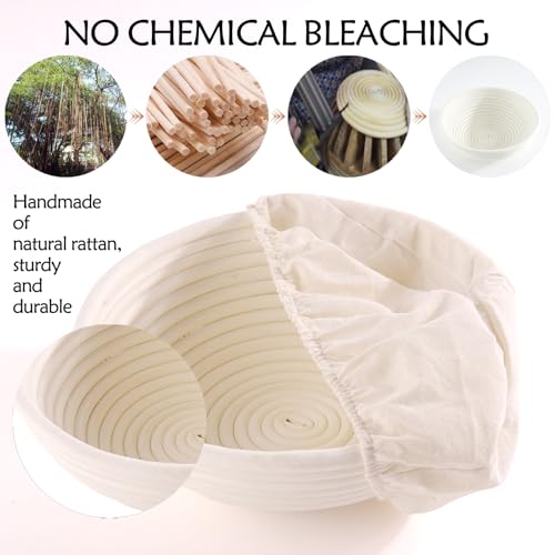 Banneton Bread Proofing Basket: 2 PCS Sourdough Proofing Basket with Liner - Round Banneton Basket for Baking