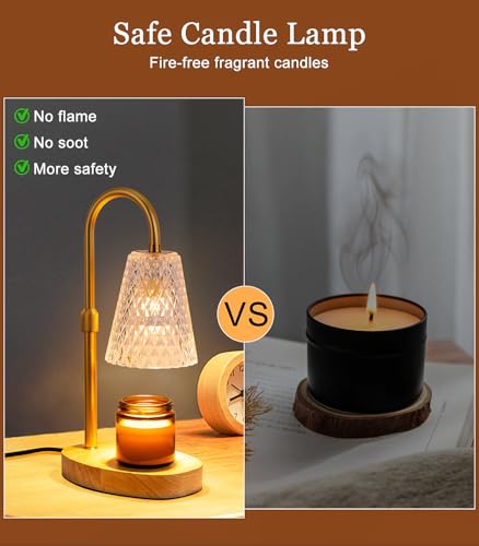 Candle Warmer Lamp Electric Timer - Candles Wax Warmers Glass Lamps for Jar Candles Burner No Flame Scented Melting Warmin...