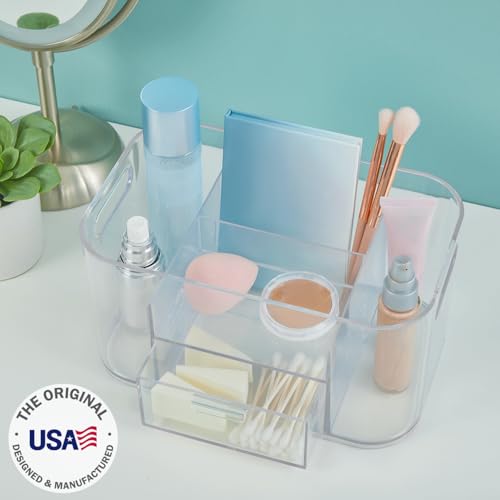 STORi Bliss Clear Makeup Organizer for Countertop, Divided Bathroom Organizer & Storage Drawer, Makeup Brush Holder, Cosme...
