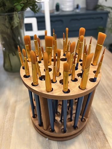 BlackLabMill Rotating Paint Brush Holder - Handmade Paint Brush Holder Rotating Art Supply Organizer – Large Capacity Cher...