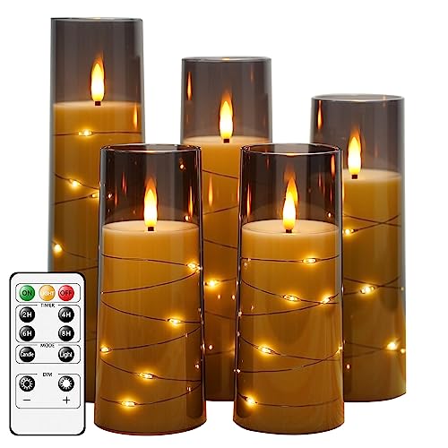 kakoya Flameless LED Candles with Timer 5 Pc Flickering Flameless Candles for Romantic Ambiance and Home Decoration Stable...