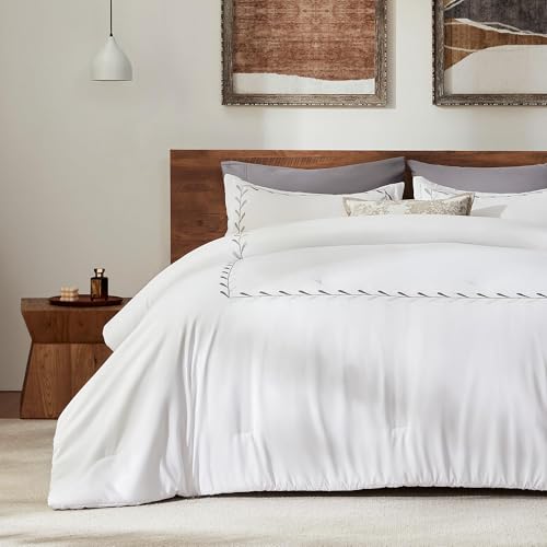 SLEEP ZONE Queen Comforter Set, Luxury Hotel Collection Comforter, 3 Pieces Fluffy Lightweight Down Alternative Duvet Inse...
