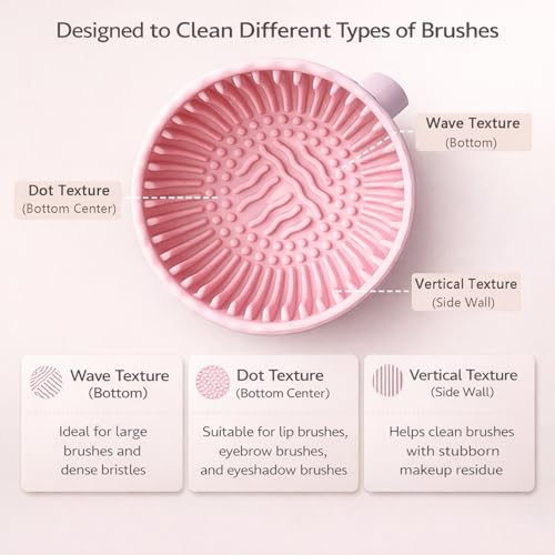 Silicone Makeup Brush Cleaner Bowl, Portable Brush Washing Tool with Textured Cleaning Pad, Compact Makeup Cleaning Bowl f...