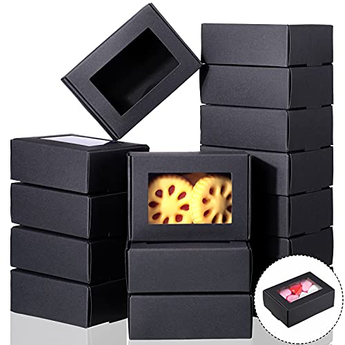 Zonon 30 Pcs Soap Boxes for Homemade Packaging, Mini Kraft Boxes with Window for Bakery Candy Soap Making Gift Packaging (...