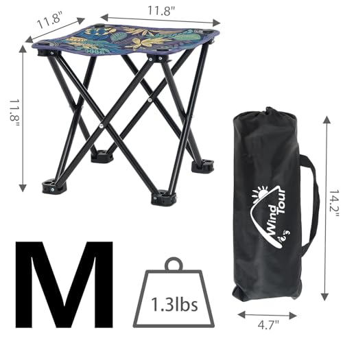 Wind Tour Portable Folding Camping Stool Outdoor Camping Lightweight Samll Chair for Fishing Hiking Gardening and Beach wi...