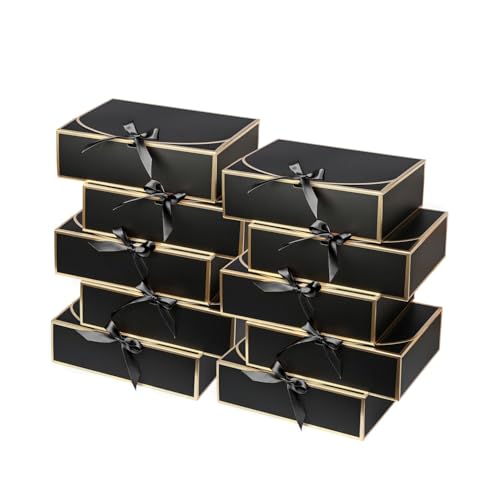 WLUSEAXI 10Pack Black Gift Boxes, 10.6x7.8x3.1Inch Bridesmaid Proposal Box with Ribbons, Gift Boxes with Lids for Present...