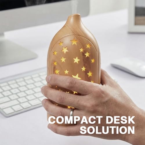 Essential Oil Diffuser,7.1''x3.5'' Diffusers with 3 Aromatherapy Oils Set,Small 200ml Desk Humidifier with 7 LED Colors Ni...