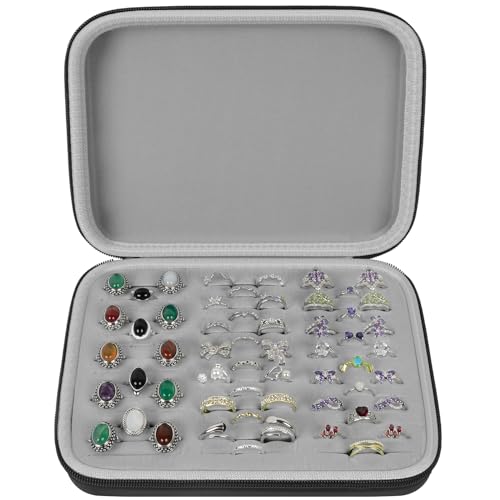 GWCASE Ring Organizer Storage Case - Jewelry Ring Display Collector Box with 42 Slots. Rings Tray Holder Showcase Fits for...