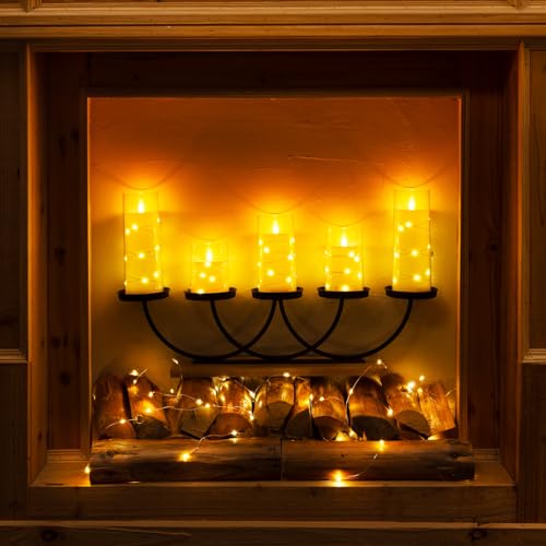 Homemory Flameless Candles with Embedded Star String Fairy Lights, Battery Operated Candles, LED Candle, Fake Candles with...