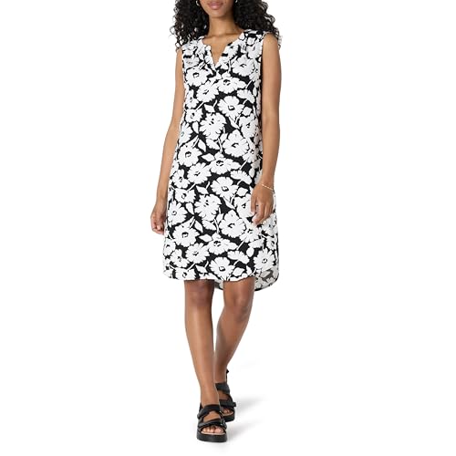 Amazon Essentials Women's Sleeveless Woven A-line V Neck Shift Dress