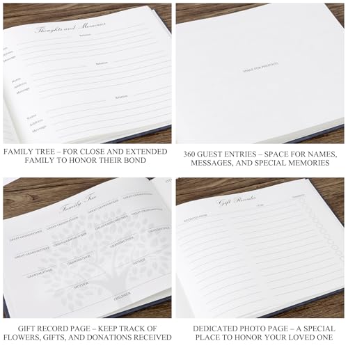 Funeral Guest Book Set with Wooden Keepsake Box – Includes 50 Blank Memory Cards, Memory Table Card, Instruction Card, Car...