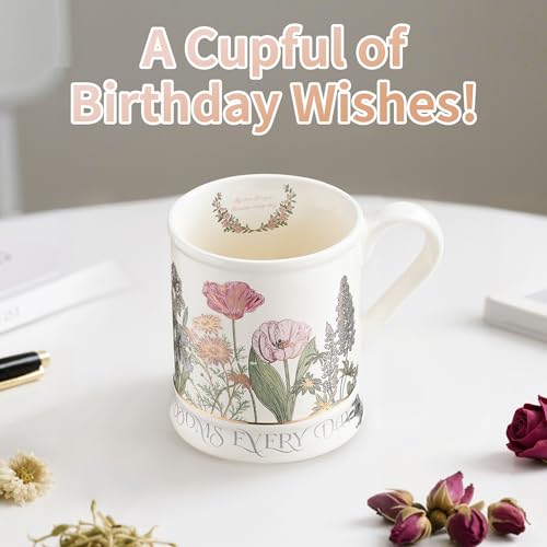 Happy Birthday Gift Set for Women - Ceramic Mug, Bible Verse Jar, Scented Candle, Sunflower & Greeting Card - Religious Bi...
