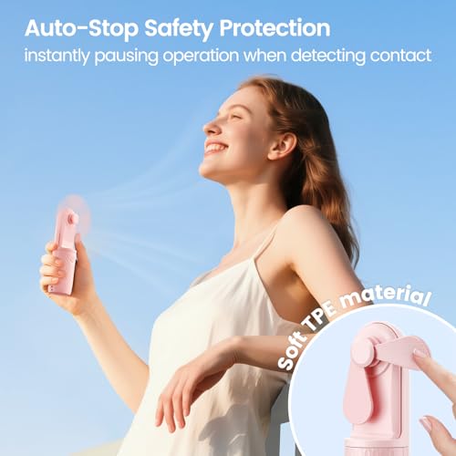 Handheld Mini Fan, Rechargeable Battery Operated small Portable Fan Up to 15 Working Hours, Powerful Safety Design Pocket ...