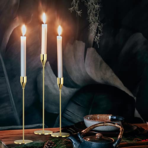 SUJUN Candle Holders Set of 3 for Taper Candles, Decorative Candlestick Holder for Wedding, Dinning, Party, Fits 3/4 inch ...