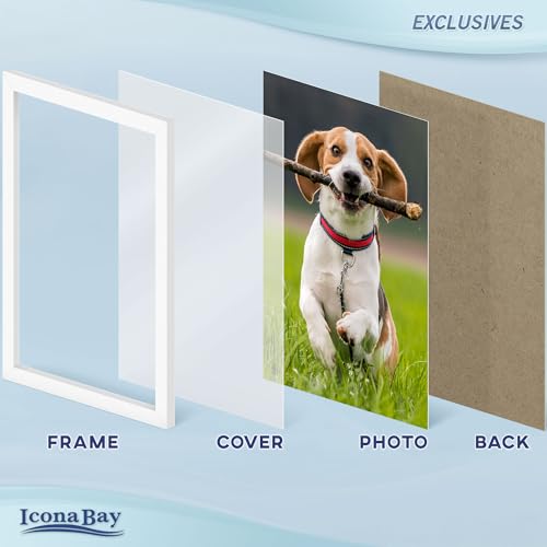 Icona Bay - 8x10 Picture Frames - White, 3 Pack - Sturdy Engineered Wood Photo Frames - Sleek Design, Table Top or Wall Mo...