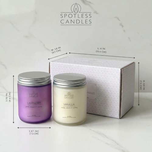 Aromatic Candles Two Pack - 2 x 8 oz Lavender & Vanilla in a Gift Pack, Classic Candle Set for Men and Women by Spotless L...