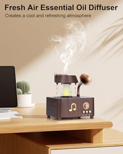 Kaaeiccr Essential Oil Diffuser, Humidifiers For Bedroom, 250ml Cool Mist Rain Diffuser, 7 Colors LED Ambient Light & Auto...