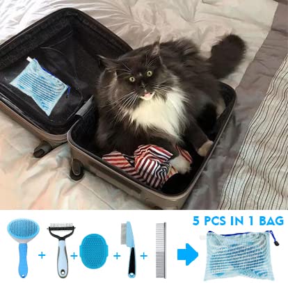 MASTER QUEEN Dog Brush Grooming Kit 5PCS - Dog Brush for Shedding,Puppy Brush and Flea Comb for Dogs, Slicker Brush Comb a...