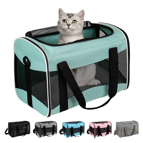 Cat Carrying Case Pet Dog Carrier Soft-Sided Cat Bag Airline Approved, Pet Travel Carrier Up to 15 Lbs, Collapsible Cats C...