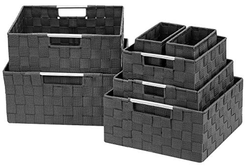 Sorbus Storage Baskets for Organizing (Set of 7), Mesh Hand-Woven Design, Linen Closet Organizers and Storage, Organizer S...