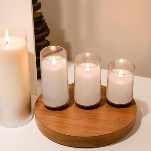 NICEME Flickering Flameless Candles with Remote Control Timer Unbreakable Acrylic Battery Operated LED Candles with Flicke...