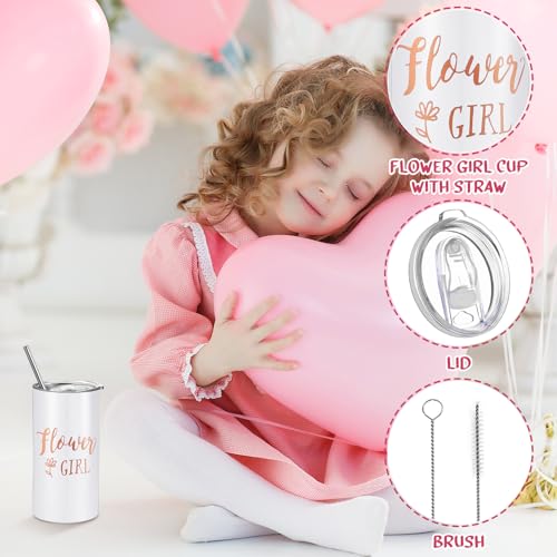 Sieral 9 Pcs Flower Girl Proposal Gifts Set Personalized Flower Girl Tumbler with Straw Bride Gift Box Canvas Bag Sunglass...