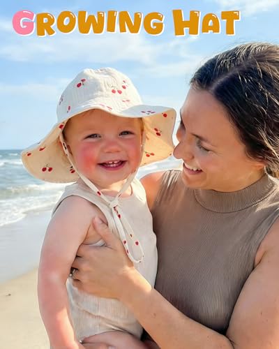 HONGTEYA Baby Sun Hat Muslin Toddler Bucket Hat for Girls Boys Infant Wide Brim Sun Protection