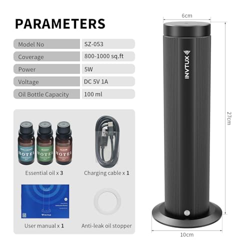 Waterless Essential Oil Diffuser Corded Diffuser with Hotel Collection Diffuser Oil, Scent Diffuser Starter Kit Cold Air D...