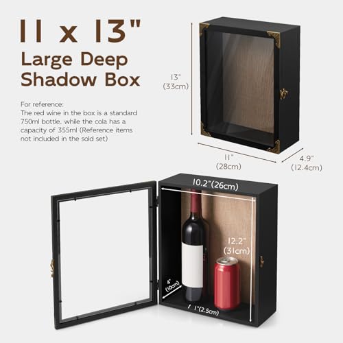 BWODYAY Deep Shadow Box,11x13-inch Shadow Boxes Display Cases, Large Shadow Box Frame, 4-inche Interior Deep Display Case...