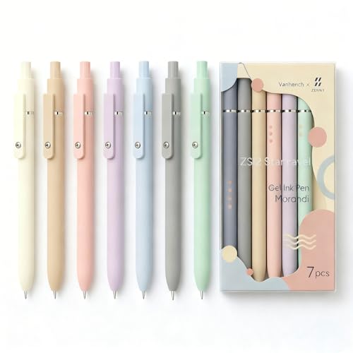 Vanhench 7Pcs 0.5 mm Black Ink Gel Pens Fine Point Smooth Writing Quick Dry Pen for Nurses Teacher Journaling Note Office ...