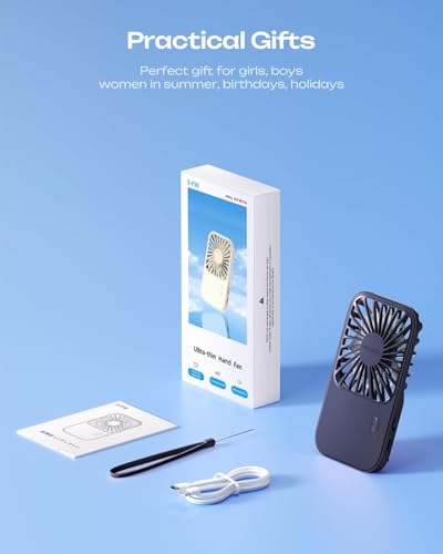 Otlonpe Rechargeable Mini Portable Handheld Fan, Small Personal Battery Powered Handheld Portable Fans for Hand Held Deskt...