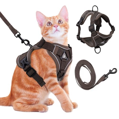 Cat Harness and Leash for Walking Soft Cat Harness Escape Proof, Adjustable Kitten Harness Cat Leash Reflective Strips Jac...
