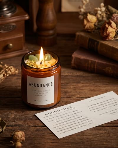 Natural Crystal Candle,Abundance, Crystal Ritual, Spiritual, Money Prosperity, Candle Spell.(Abundance)