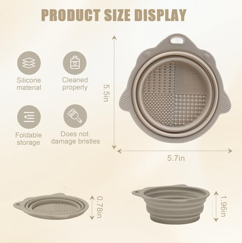 Makeup Brush Cleaner Silicone Bowl Foldable Cosmetic Washing Tool Collapsible Bathroom Tray for Travel and Home Storage(Ap...